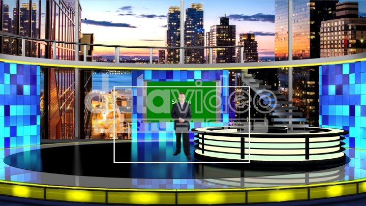 News with city view virtual set