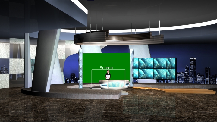 Multiple Screens Presentation Virtual Set