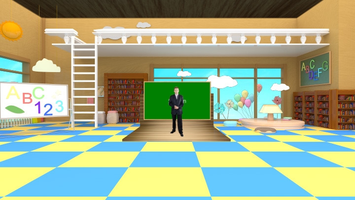 Colorful children’s classroom virtual set