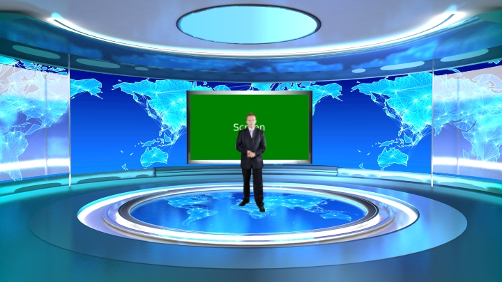 Professional Anchor Report Use Virtual News Set