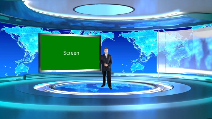 Professional Anchor Report Use Virtual News Set | Datavideo Virtual Set|  Royalty Free 4K, PSD, 3DsMax and Maya Virtual Studio