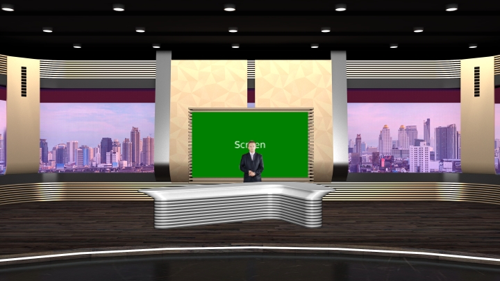 City View Window with Metal Frames Virtual Set Studio